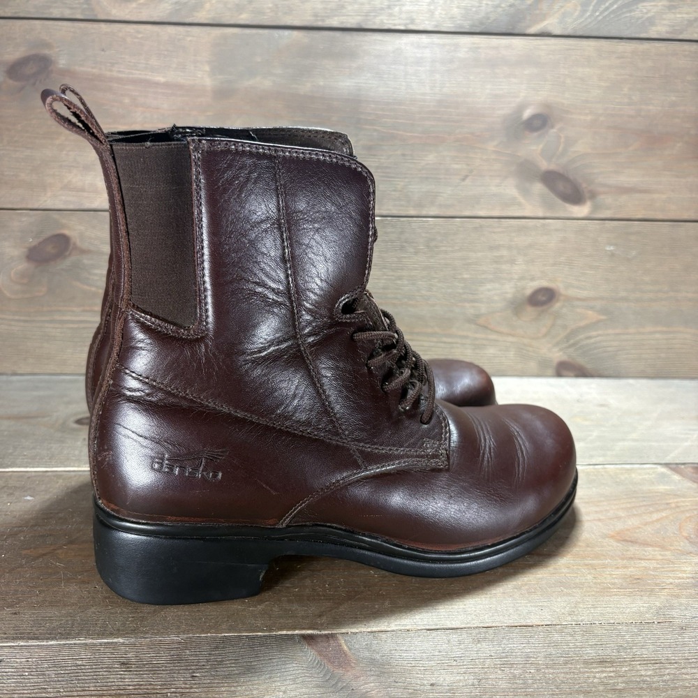 dansko womens size 37 shoes brown leather heel sigourney ankle boots - Picture 2 of 10
